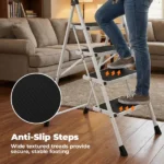 Step Ladder,Folding Step Stools 330 lbs Capacity, 2-Inch Thin for Storage, Anti-Slip Pedals & Handrails, Sturdy Steel for Home (Shipment from Walmart) - Image 6