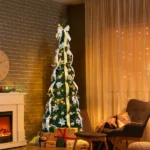 7 FT Fully Decorated Pre-lit Christmas Tree, Pop Up Artificial Xmas Tree with 200 Warm Lights Remote Control and Godlen & Silver Ornaments for Home Office Store Holiday Deco - Image 14