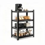 4-Tier Adjustable Metal Storage Shelving Unit, Black Heavy Duty Kitchen Organizer for Home Space Saving - Image 6