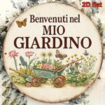 CIFbuy Vintage Welcome To My Garden Sign Italian Language, 8x8 Inch Round French Aluminum Plaque, 2D Flat Decorative Garden Wall Art TikTok, TikTok, Self-pickup Logiopics - Image 5