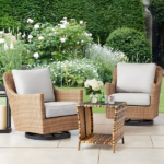 [Replace old code: 21936583] Glass Surface Yellow Gradient Iron Frame Rattan Side Table - Image 9