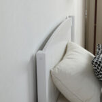 FCH Twin Pine Single-Layer Core Vertical Stripe Full-Board Curved Bed Head With The Same Bed Foot White Wooden Bed - Image 8