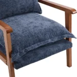 Cloud Shaped Indoor Leisure Chair with Solid Wood Armrest & Solid Wood Frame, Chenille Fabric Accent Chair with Lumbar Pillow, Single Sofa Chair Slate Blue - Image 11