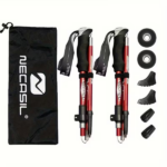black Five section folding folding trekking pole for hiking and walking - lightweight 7075 aluminum, strong outer lock and high-density EVA grip, men's and women's foldable, stretchable, camping equipment, gifts for hiking friends and family - Image 14