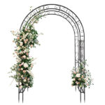 134*59*213cm Double Layer Iron Art Arc Top Iron Arch Black - Image 3