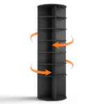 7-tier, 360° rotating wood-plastic composite shoe rack, 60*60*184cm, black - Image 3