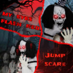 1.8ft Halloween Decoration Scary Clown, Sound-Actived Party Decor with Creepy Sound , Scary Haunted House Props for Indoor Party Home Table Garden Yard Lawn - Image 7