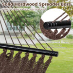 2-Person Polyester Caribbean Hammock with Hardwood Spreader Bars, 600lbs Weight Capacity Double Hammock for Patio Garden-Brown - Image 9