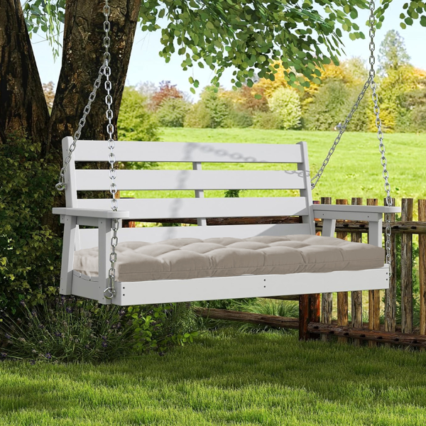 Outdoor Bench Cushion, 60 × 20 × 4 Inch, Tufted Waterproof Swing Cushion with Ties, for Patio Bench or Window Seat
