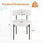 2 PCS White Sherpa Upholstered Dining Chair, Ergonomic Curved Backrest & Wide Round Seat - Image 4