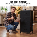 2/4-Drawer Dresser with Metal Frame & Wood Top, Fabric Storage Organizer, Black - Image 4