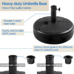 22L Water/ Sand Filled Outdoor Umbrella Base for Patio Lawn Garden, Black - Image 3
