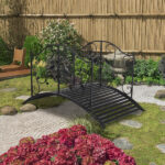 119*67*71cm Courtyard With Bird Pattern Arched Handrail Courtyard Iron Bridge Black - Image 12