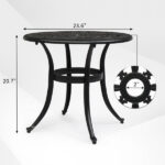 Phoenix Cast Aluminum Round Table, Patio End Table Side Table, Cast Aluminum Cocktail Table, Outdoor Bar Table, Black - Image 20