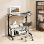 Grey Oak P2 15MM Particle Board with Melamine Coating Adjustable Computer Desk with 3 USB + 2 AC Outlets - Image 13