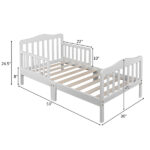 Wooden Baby Toddler Bed Children Bedroom Furniture with Safety Guardrails White - Image 9