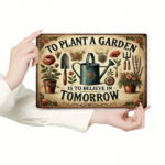 CIFbuy Vintage | 8x12 Inch 1PC 2D Flat Iron Metal Sign, Rustic Gardening Tools Pattern Wall Art Decor With Plant A Garden Believe In To TikTok, TikTok, n To Self-pickup Logiopics - Image 3