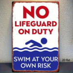 CIFbuy 1PC 8x12 Inch No Lifeguard On Duty Pool Warning Sign, Swim At Your Own Risk Metal Plaque, Distressed Finish Waterproof Rustproof TikTok, TikTok, roof Self-pickup Logiopics