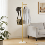 Clothing Rack, Golden Metal Freestanding Heavy Duty Clothes Rack with Marble Base, Multipurpose Garment Hanger for Bedroom, Hat, Scarf, Jacket - Image 3