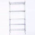XM-304B Rectangle Carbon Steel Metal Assembly 5-Shelf Storage Rack Silver Gray - Image 10