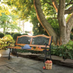 49" Garden Bench Outdoor Patio Park Chair Furniture Hardwood Slats Cast Iron Frame - Image 12