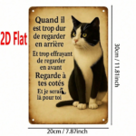 CIFbuy 1pc French Cat Metal Wall Sign, Black White" Kitten Print With Ne' Aime Phrase, 2D Flat Unframed Motivational Plaque, Phrase, 2D Flat Unframed Motivational Plaque, 7.87x11.81I Black White KikTok, Black White KikTok, t Self-pickup Logiopics - Image 2