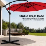 9.8FT Offset Cantilever Patio Umbrella with Crank & 8 Ribs, Easy Tilt Adjustment,UV Protection for Backyard Patio Lawn,red - Image 3