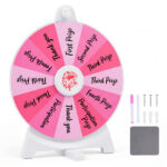 14-Slot Customizable Spinning Prize Wheel with Foldable Stand, Rewritable Tabletop Fortune Wheel - Pink - Image 5