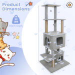64" Light Gray Cat Tower with Plush Perches & 3 Dangling Balls, Jute Scratching Posts & Anti-Tipping Device for Multi-Cat Households - Image 5