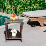 Glass Surface Brown Gradient Iron Frame Rattan Side Table - Image 38