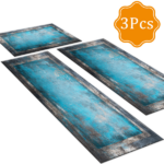 Three-piece kitchen rug set, non-slip and washable, abstract pattern kitchen hallway rug, soft and comfortable, suitable for sinks, floors, entrances, hallways and bathrooms. - Image 2