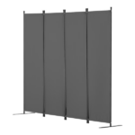 4-Panel Room Divider, Foldable Privacy Shields, Cloth Segregation Screens for Workspace, Sleeping Area, Meal Space, Learning Zone, Self-supporting, Pale Gray