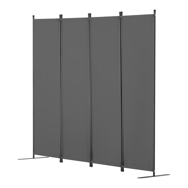 cea39826-e719-4b00-b601-d19a36b31954.png 4-Panel Room Divider, Foldable Privacy Shields, Cloth Segregation Screens for Workspace, Sleeping Area, Meal Space, Learning Zone, Self-supporting, Pale Gray - Image 1