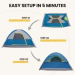 4 Person Waterproof Camping Tent with Rainfly, Easy Setup Dome Tent with Mesh Windows & Skylights, Lightweight Portable Tent for Outdoor Camping, Festivals & Backyard, Blue (Shipment from Walmart) - Image 3