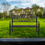 50" Outdoor Welcome Backrest Cast Iron Bench - Image 19