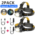 2 Pack USB Rechargeable LED Headlamp 3-Modes Adjustable Camping Hiking Headlight W/Car Charger+USB Cable (US Logistics For USPS/DHL/Fedex/UPS. No designated logistics accepted TK/TMEU only For self-pickup - Image 4