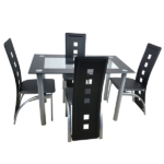 Same Code 02878244 5 Pieces Dining Table Set for 4, Kitchen Room Tempered Glass Dining Table, 4 Chairs, Black Table legs are silvery - Image 48