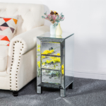 3-Drawer Mirrored Bedside Table MDF Cabinet with Mirrored Drawers Silver - Image 20