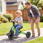 5-In-1 Foldable Toddler Tricycle, Adjustable Handlebar & Ergonomic Seat with Removable Pedals - Green - Image 7