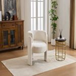 Modern Accent Chair, Contemporary Boucle Fabric Accent Armchair Comfy Upholstered Leisure Single Sofa Chair for Living Room Bedroom Apartment Office - White - Image 20