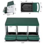 3 Compartment Roll Out Chicken Nesting Box with Plastic Basket, Egg Nest Box Chicken Laying Box Hens Chicken Coop Box, Green - Image 4
