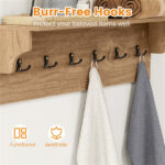 Wall Mount Coat Rack with Shelf - 31.5"x5.5"x8", 6 Hooks & 110LBS Capacity (Natural) - Image 10