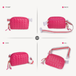 Puffer Bag Quilted Belt Bag Small Puffy Fanny Pack for Woman Running Traveling Hiking Workout Sports with Adjustable Strap-Rose - Image 2