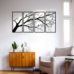 CIFbuy™ Iron Bare Branch & Bird 4-Panel Wall Art, Minimalist Style Wall Hanging, Nature Theme Home Decor (TikTok, Temu: Self-pickup available) - Image 6