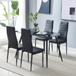 4pcs Elegant Assembled Stripping Texture High Backrest Dining Chairs Black Replace encoding 13028198-18410366 - Image 138