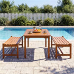 44" Teak Oil Hardwood Backless Outdoor Bench, 530 LBS Load Capacity Patio Dining Bench - Image 5