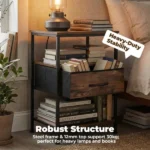 Bedside Table Charging Station Nightstand with USB/C Ports, Adjustable Drawers, 3-Tier Storage Shelf (Shipment from Walmart) - Image 5