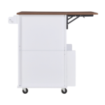 39.3" Farmhouse Kitchen Island with Drop Leaf, Kitchen Storage Island with Open Side Rack, One Drawer, Towel Rack, Rolling Kitchen Cart with Lockable Wheels for Lawn Garden, White - Image 9