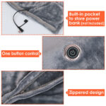 Wearable USB Heated Blanket Shawl, Portable Heated Blanket, 3 Gears 8 Heating Zones Cordless Zip Heated Throw Blanket for Women, Outdoor, Office, Camping - Image 3