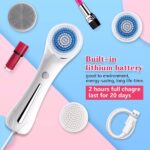 Facial Cleansing Brush, Brush for Exfoliating, IPX7 Waterproof 3 in 1 for Massaging, Deep Cleansing Rechargeable with 4 Brush Head Replacements, White - Image 4